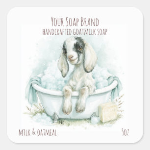 Sticker Carré Savon artisanal au lait de chèvre bébé nubien