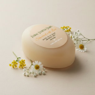 Sticker Carré Savon de Faveur de Douche Florale Bébé « Douche d'