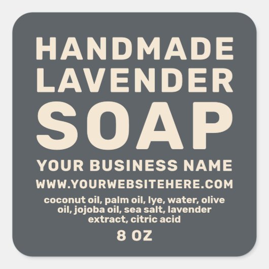 Sticker Carré Savon de lavande artisanale moderne noir ivoire (Devant)