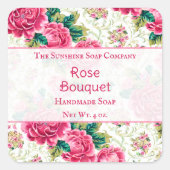 Sticker Carré Savon Roses Cosmétiques (Devant)
