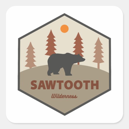 Sticker Carré Sawtooth Wilderness Ours Idaho (Devant)