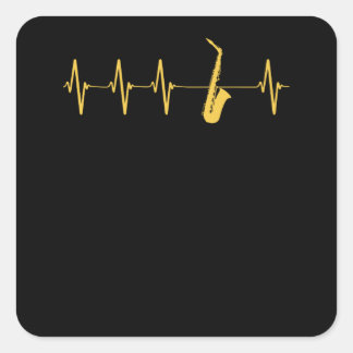 Sticker Carré Saxophone Heartbeat