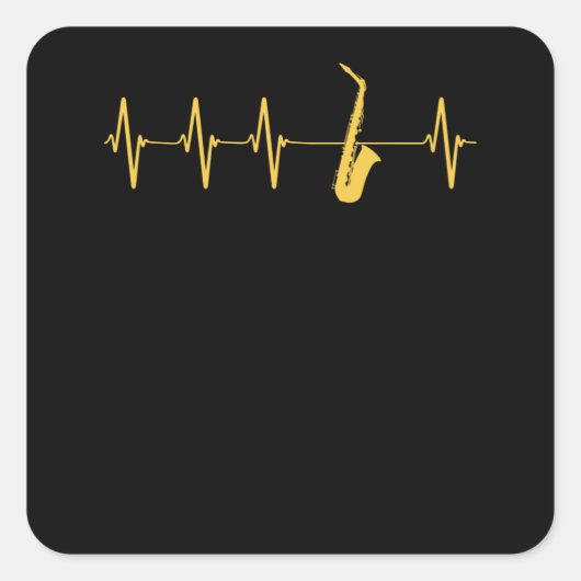 Sticker Carré Saxophone Heartbeat (Devant)