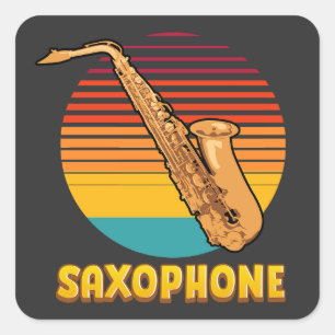 Sticker Carré Saxophone rétro