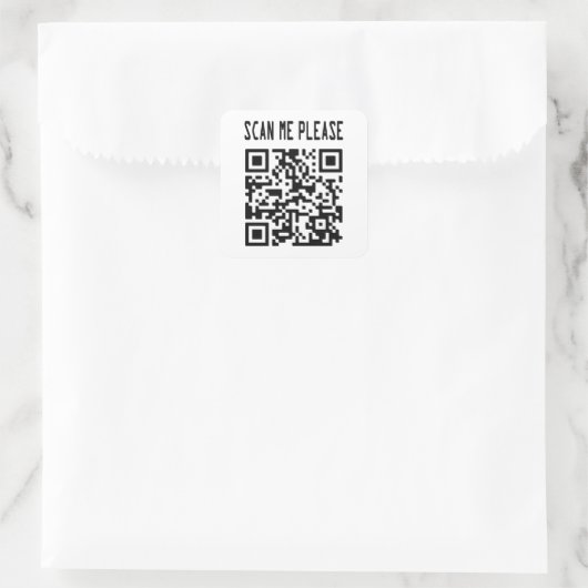 Sticker Carré Scan Me Please QR Code - Smile, It's Free (Sac)