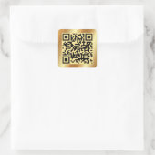 Sticker Carré Scannable QR Code Elegant Gold Custom Modèle (Sac)