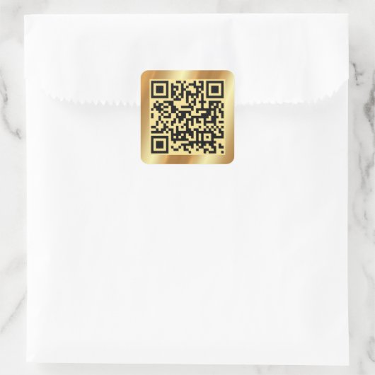 Sticker Carré Scannable QR Code Elegant Gold Custom Modèle (Sac)