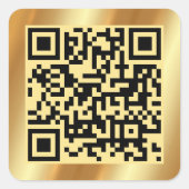 Sticker Carré Scannable QR Code Elegant Gold Custom Modèle (Devant)