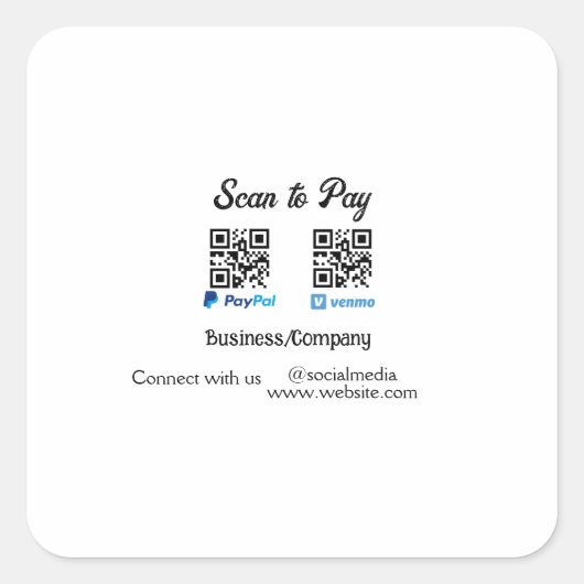 Sticker Carré Scanner pour payer le code q r paypal venmo ajoute (Devant)