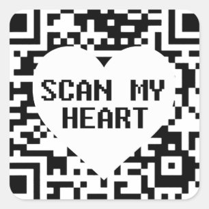 Sticker Carré Scannez mon cœur