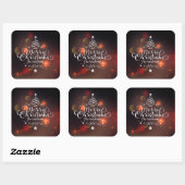 Sticker Carré Sceau à bascule d'arbre de Noël personnalisé (Feuille)