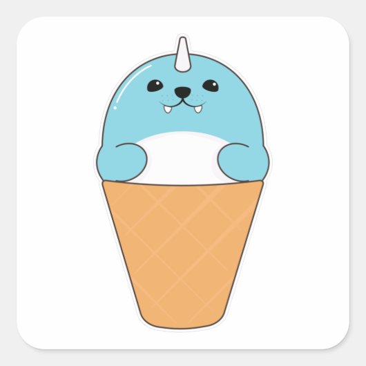 Sticker Carré Sceau avec cône de crème glacée (Devant)