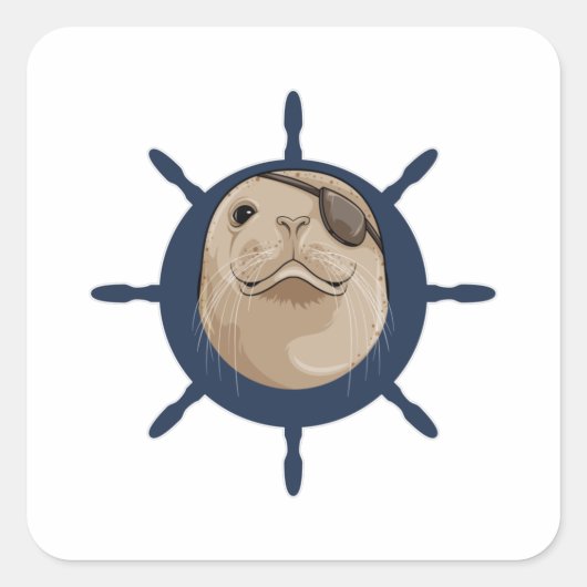 Sticker Carré Sceau avec gouvernail de navire (Devant)