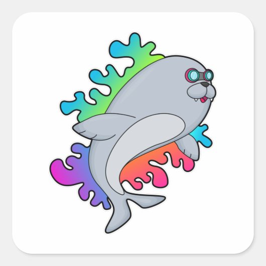 Sticker Carré Sceau avec lunettes (Devant)