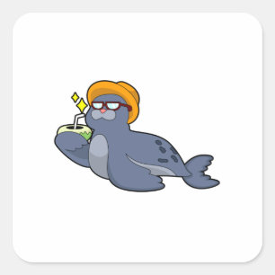 Sticker Carré Sceau avec noix de coco