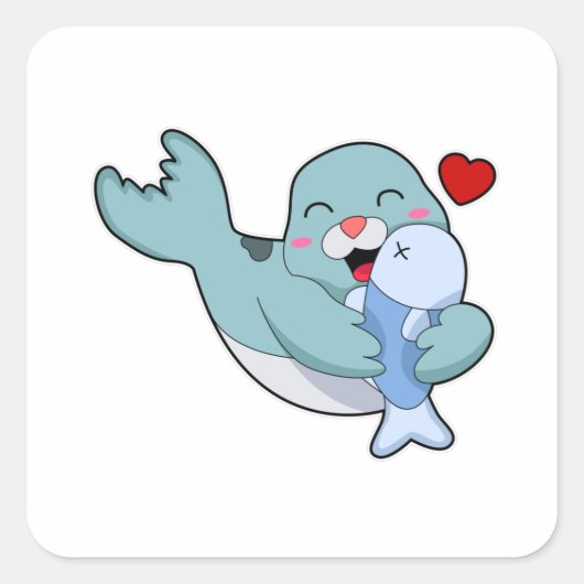 Sticker Carré Sceau avec poisson (Devant)