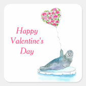 Sticker Carré Sceau d'aquarelle Heureuse Sainte-Valentin avec co (Devant)
