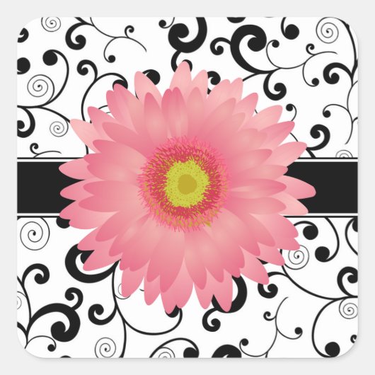 Sticker Carré Sceau de conception de défilement rose pâle Gerber (Devant)