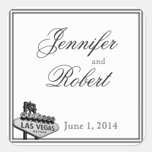 Sticker Carré Sceau de l'enveloppe de mariage de destination de  (Devant)