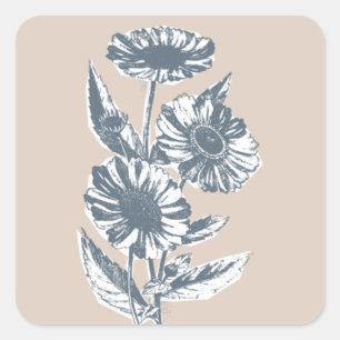 Sticker Carré Sceau de l'enveloppe d'illustrations florales vint