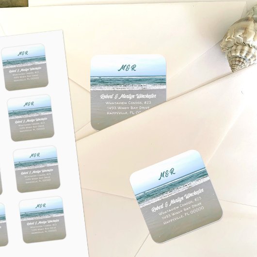 Sticker Carré Sceau d'enveloppe à adresse de retour de marée bas