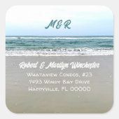 Sticker Carré Sceau d'enveloppe à adresse de retour de marée bas (Devant)