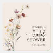 Sticker Carré Sceau d'enveloppe de Fête des mariées Boho (Devant)