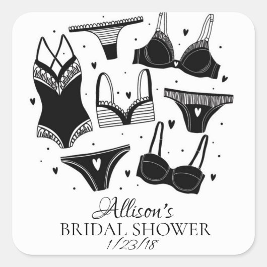 Sticker Carré Sceau d'enveloppe de Fête des mariées de lingerie (Devant)