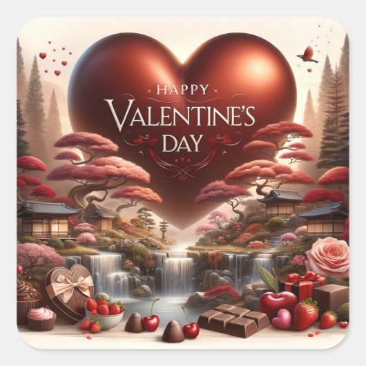 Sticker Carré Sceau d'enveloppe de la Saint-Valentin (Devant)