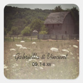 Sticker Carré Sceau d'enveloppe de Mariage campagnard patiné (Devant)