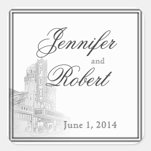 Sticker Carré Sceau d'enveloppe de mariage de destination Atlant (Devant)