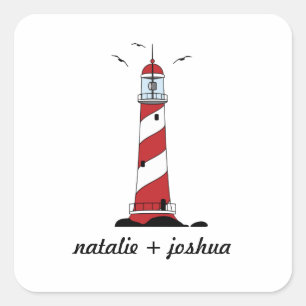 Sticker Carré Sceau d'enveloppe de mariage de destination phare