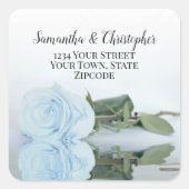 Sticker Carré Sceau d'enveloppe de Rose bleu pâle Dusty (Devant)
