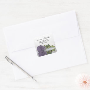 Sticker Carré Sceau d'enveloppe de Rose violet Dusty