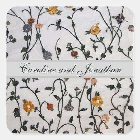 Sticker Carré Sceau d'enveloppe de vignes brodées (Devant)