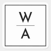 Sticker Carré Sceau d'enveloppe en monogramme moderne blanc (Devant)