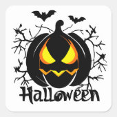 Sticker Carré Sceau d'enveloppe Jack-O-Lantern et chauves-souris (Devant)