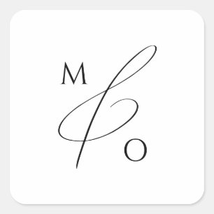Sticker Carré Sceau d'enveloppe lunaire minimaliste de script lu