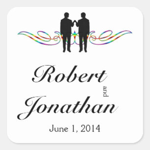 Sticker Carré Sceau d'enveloppe Mariage Rainbow Elegance Groom