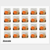 Sticker Carré Sceau d'enveloppe Mariage Rustique Orange Daisy Wo (Feuille)