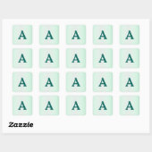 Sticker Carré Sceau d'enveloppe monographique turquoise et blanc (Feuille)