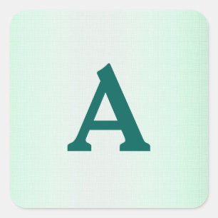 Sticker Carré Sceau d'enveloppe monographique turquoise et blanc