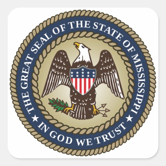 Sticker Carré Sceau du Mississippi (Devant)
