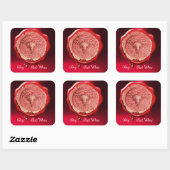 STICKER CARRÉ SCEAU EN CIRE ROUGE ANTIQUE (Feuille)