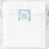 Sticker Carré Sceau Fête des mariées d'enveloppe de flocons bleu (Sac)