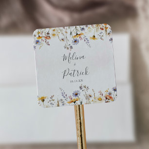 Sticker Carré Sceau Fleur sauvage Enveloppe Mariage Automne