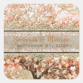 Sticker Carré Sceau Mariage Carré Rose Gold (Devant)
