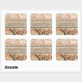 Sticker Carré Sceau Mariage Carré Rose Gold (Feuille)