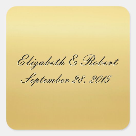 Sticker Carré Sceau Mariage de couleur or (Devant)