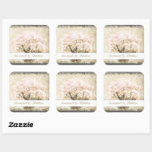 Sticker Carré Sceau Mariage de feuille de coeur rose (Feuille)